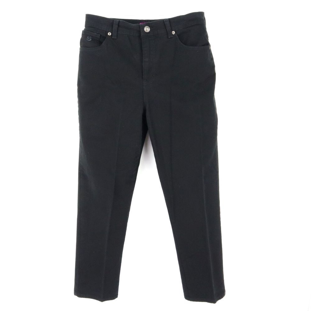 Gloria Vanderbilt Jeans High Rise Straight Leg Womens Size 12 Black Cotton Denim